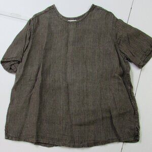 FLAX Jeanne Engelhart Tweedy 100% Linen Top Size Large
